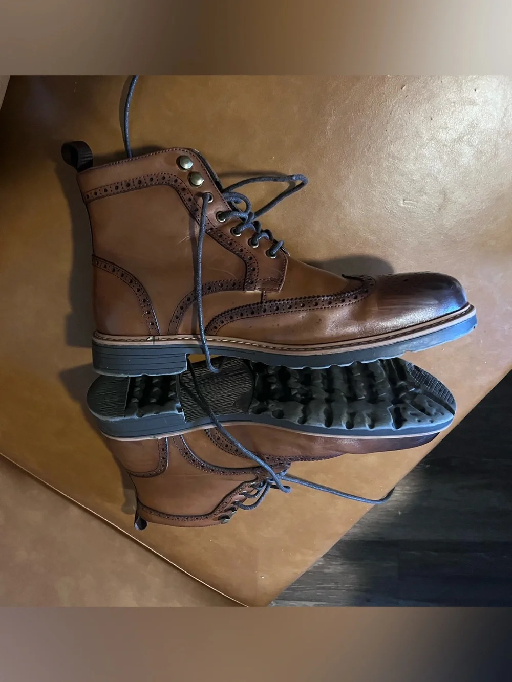 Jonsen Milan vegan leather wingtip derby boots men’s size 10-10.5